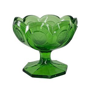 Vintage Fostoria Emerald Green Footed Compote Jam Jelly Candy Dish Coin Dot 4 in